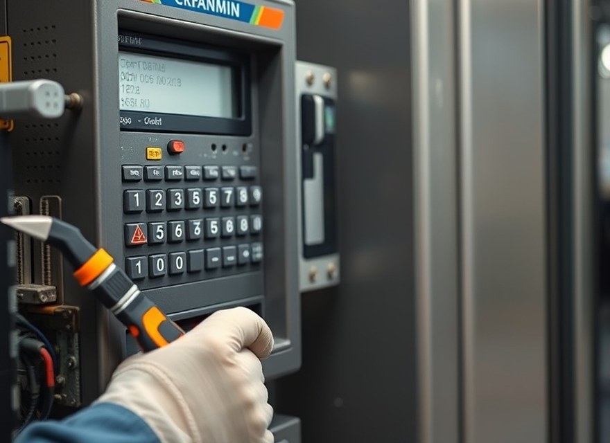 Equipo técnico trabajando sobre un terminal de autoservicio