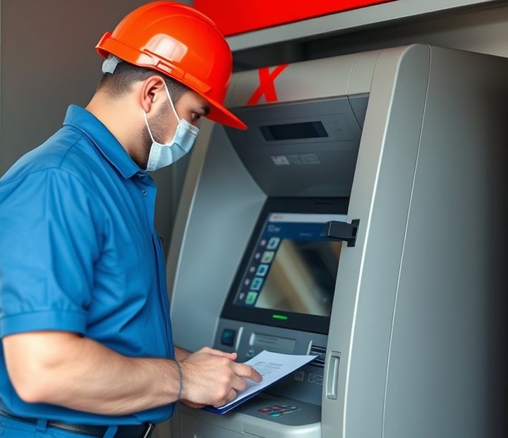 Cajero automático operativo en una sucursal bancaria