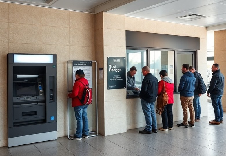 Antes — Terminal fuera de servicio en horario de alta demanda: la espera se traslada a la caja.